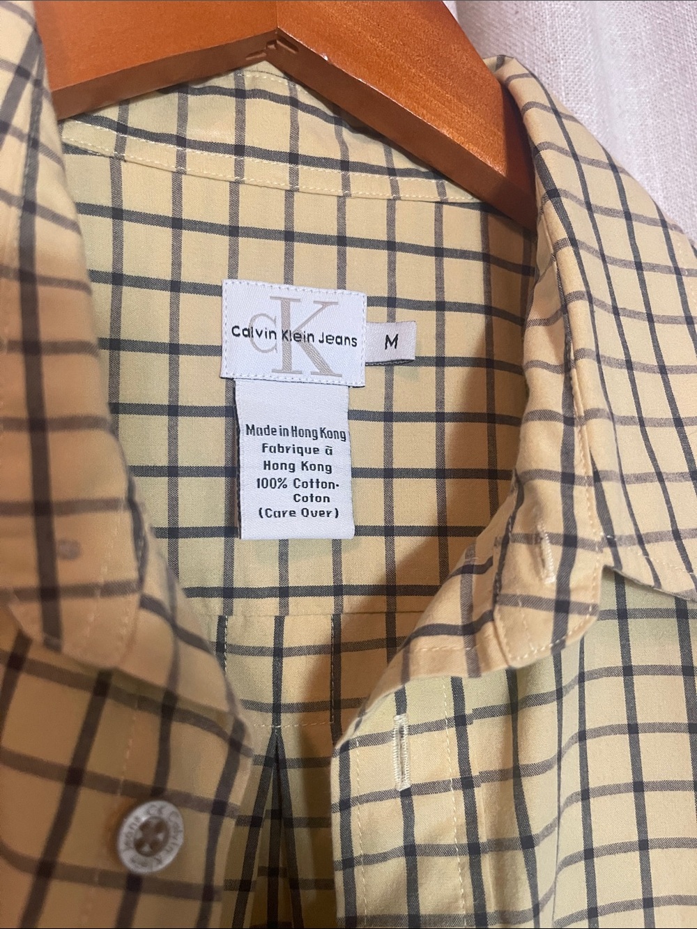 Vintage 90s Calvin Klein Jeans Plaid Button Up Shirt – Made in Hong Kong M Size - Picture 4 of 6